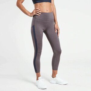 Athleta Ultimate Stash Pocket 7/8 Tight Leggings, Heather Grey/Navy, size S